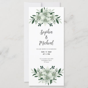 carte d'invitation de mariage verdure blancs pouss