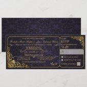 Carte d'invitation de mariage victorien avec RSVP (Devant / Derrière)