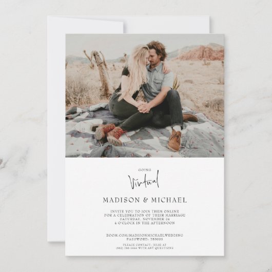 Carte d'invitation de mariage virtuelle avec photo (Devant)