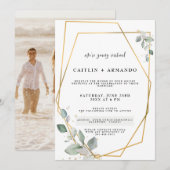 Carte d'invitation de mariage virtuelle géométriqu (Devant / Derrière)