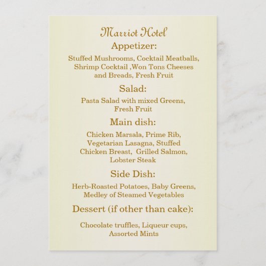 Carte d'invitation de menu de mariage avec rose bl (Dos)