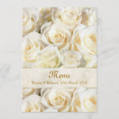 Carte d'invitation de menu de mariage avec rose bl (Devant)