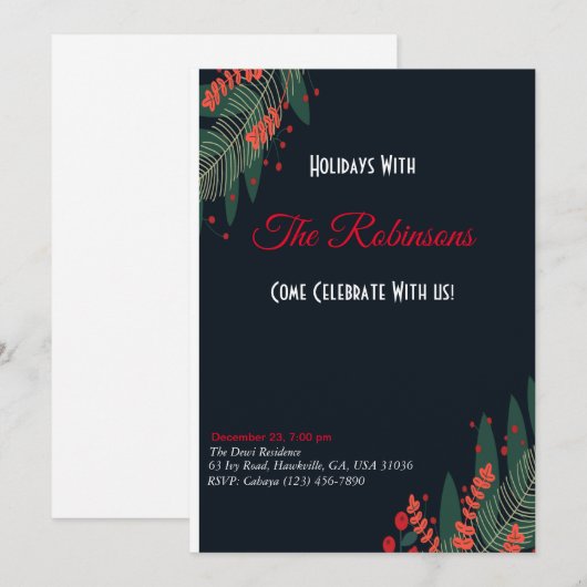 Carte d'invitation de Noël (Devant / Derrière)