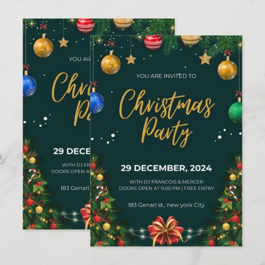 carte d'invitation de noël (Devant / Derrière)