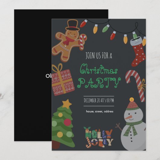 Carte d'invitation de Noël (Devant / Derrière)