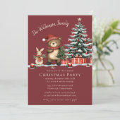 Carte d'invitation de Noël aux créatures forestièr (Debout devant)