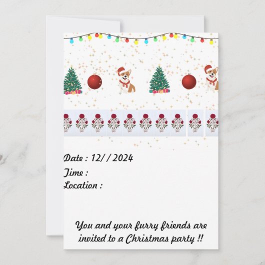 Carte d'invitation de Noël de chien 5 x 7 (Devant)