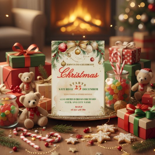 Carte d'invitation de Noël élégante