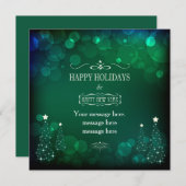 Carte d'invitation de Noël Emerald Bokeh (Devant / Derrière)