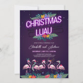 Carte d'invitation de Noël Luau Neon Flamant rose (Devant)