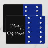 Carte d'invitation de noël noir et bleu (Devant / Derrière)
