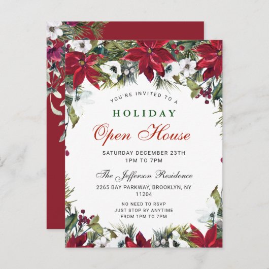 Carte d'invitation de Noël Open House (Devant / Derrière)