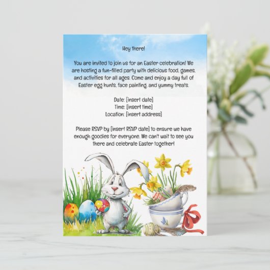 Carte d'invitation de Pâques (Debout devant)