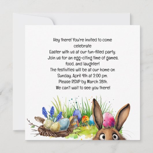 Carte d'invitation de Pâques (Dos)