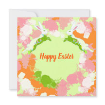 Carte d'invitation de Pâques joyeuse – Lapin flora