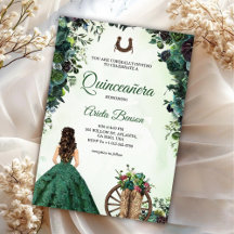 Carte d'invitation de Quinceañera représentant une