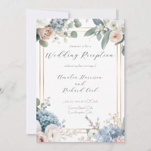 Carte d'invitation de réception de mariage à motif (Devant)