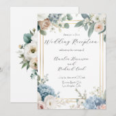 Carte d'invitation de réception de mariage à motif (Devant / Derrière)