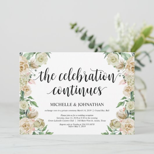 Carte d'invitation de réception de mariage en fuit (Debout devant)