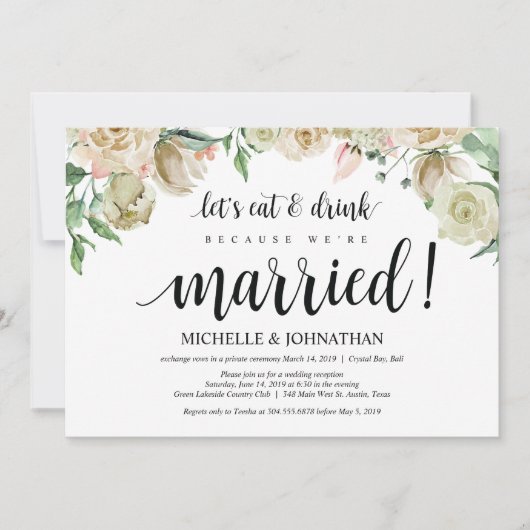 Carte d'invitation de réception de mariage en fuit (Devant)
