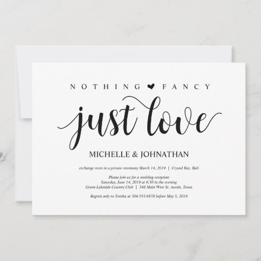 Carte d'invitation de réception de mariage en fuit (Devant)