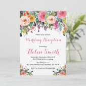 Carte d'invitation de réception de mariage floral (Debout devant)