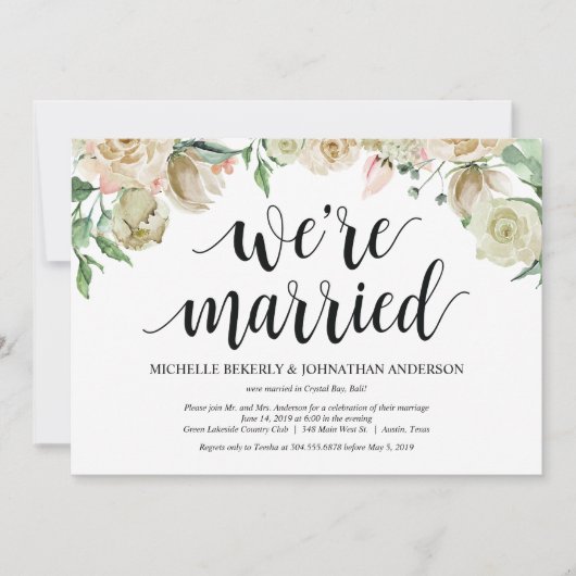 Carte d'invitation de réception de mariage printan (Devant)