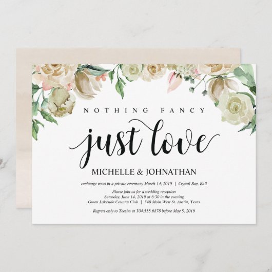 Carte d'invitation de réception de mariage printan (Devant / Derrière)