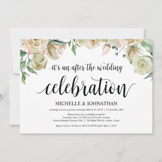Carte d'invitation de réception de mariage printan (Devant)
