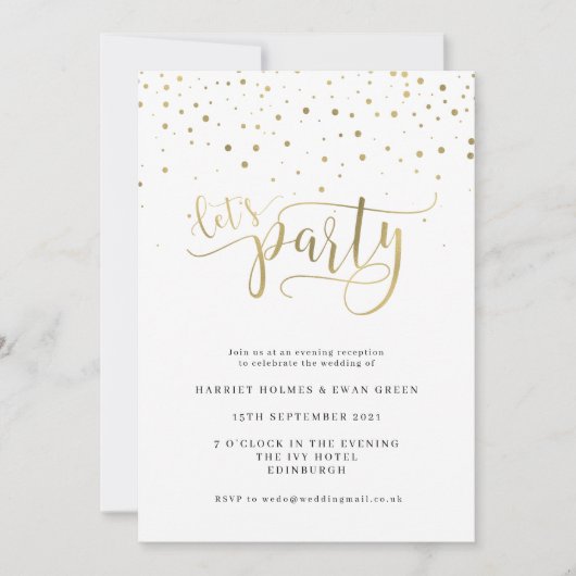 Carte d'invitation de réception de mariage soirée (Devant)