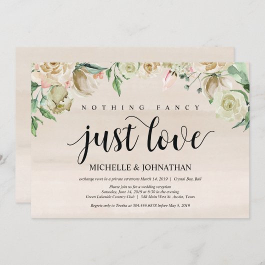 Carte d'invitation de réception de mariage sur le  (Devant / Derrière)