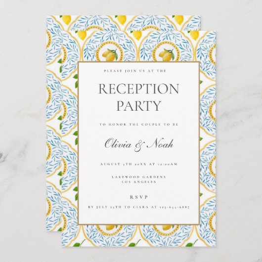 Carte d'invitation de réception en carrelage de ci (Devant / Derrière)