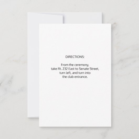 Carte d'invitation de réception modèle de mariage  (Dos)