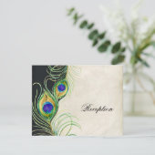 Carte d'invitation de réception Peacock Feathers (Debout devant)