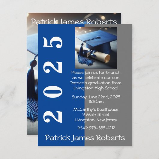 Carte d'invitation de remise de diplôme avec conce (Devant / Derrière)