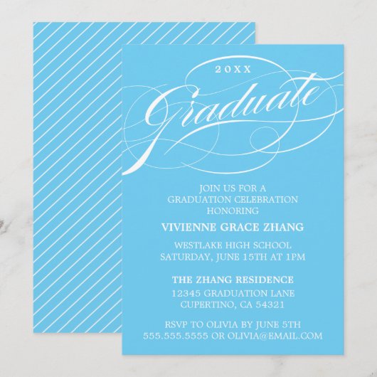 CARTE D'INVITATION DE REMISE DE DIPLÔME DE PARTIE (Devant / Derrière)