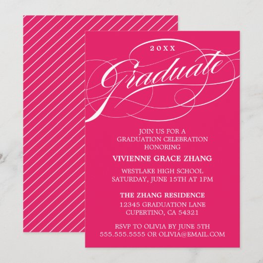 CARTE D'INVITATION DE REMISE DE DIPLÔME DE PARTIE (Devant / Derrière)