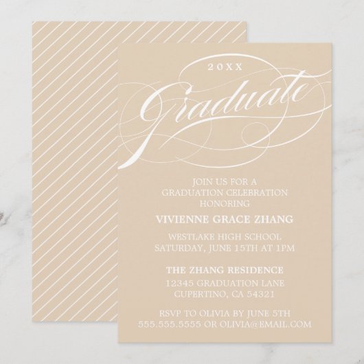 CARTE D'INVITATION DE REMISE DE DIPLÔME DE PARTIE (Devant / Derrière)