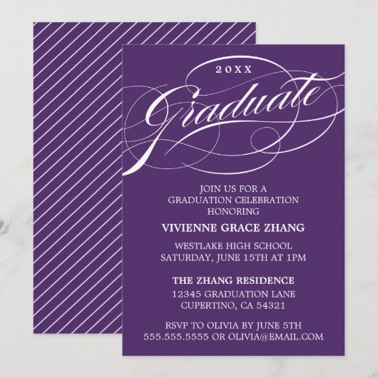CARTE D'INVITATION DE REMISE DE DIPLÔME DE PARTIE (Devant / Derrière)