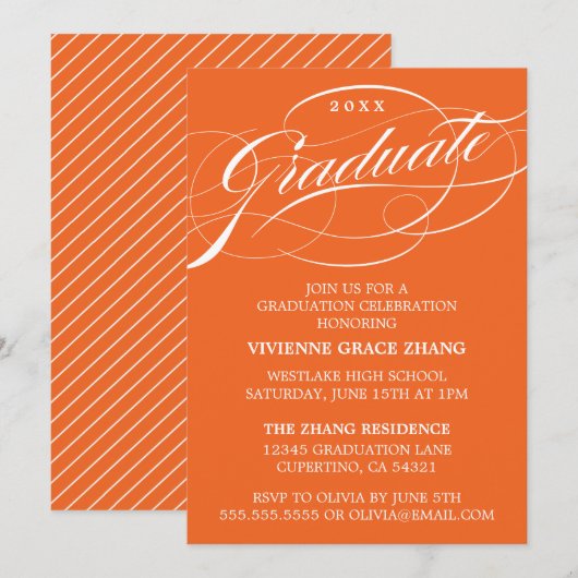 CARTE D'INVITATION DE REMISE DE DIPLÔME DE PARTIE  (Devant / Derrière)