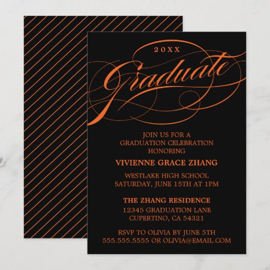 CARTE D'INVITATION DE REMISE DE DIPLÔME DE PARTIE (Devant / Derrière)