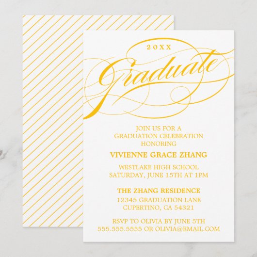CARTE D'INVITATION DE REMISE DE DIPLÔME DE PARTIE (Devant / Derrière)