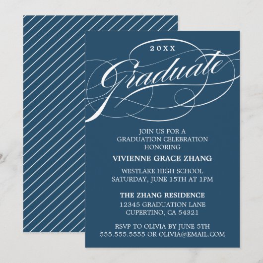 CARTE D'INVITATION DE REMISE DE DIPLÔME DE PARTIE (Devant / Derrière)