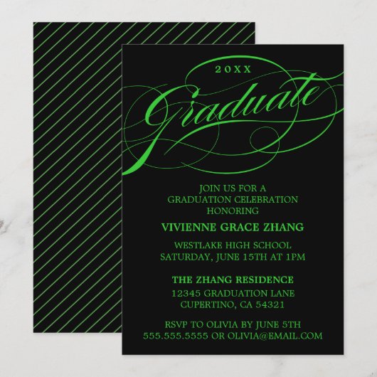CARTE D'INVITATION DE REMISE DE DIPLÔME DE PARTIE (Devant / Derrière)