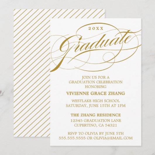 CARTE D'INVITATION DE REMISE DE DIPLÔME DE PARTIE (Devant / Derrière)