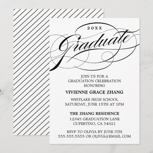 CARTE D'INVITATION DE REMISE DE DIPLÔME DE PARTIE (Devant / Derrière)