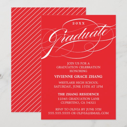 CARTE D'INVITATION DE REMISE DE DIPLÔME DE PARTIE  (Devant / Derrière)