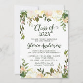 Carte d'invitation de remise de diplôme florale et (Devant)