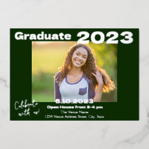 Carte d'invitation de remise de diplôme photo vert