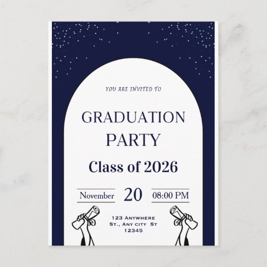 Carte d'invitation de remise de diplômes | Fête de (Devant)